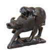 Carved Wooden Figure of Buffalo & Monkey