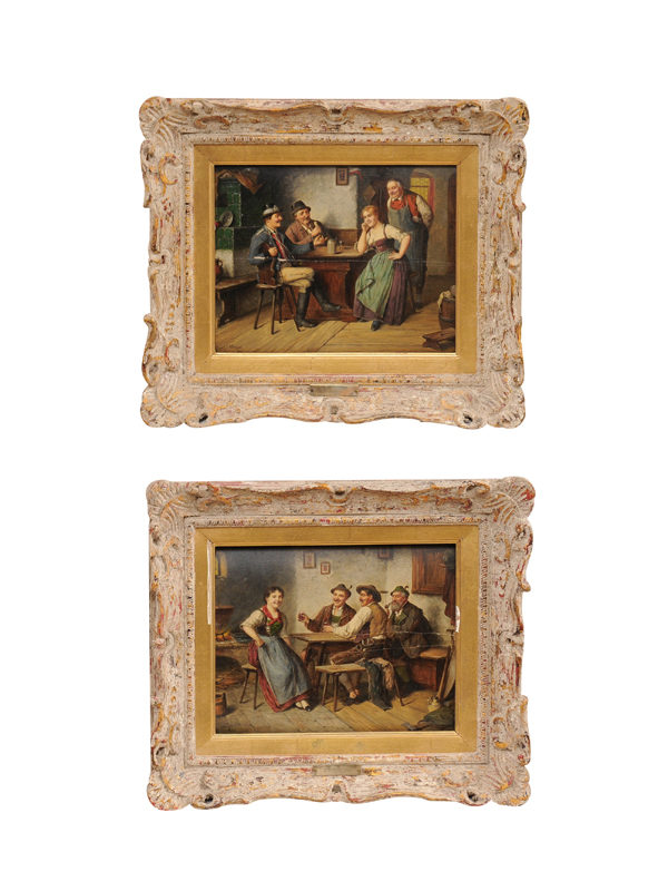 Pair Ostersetzer Tavern Oil Paintings