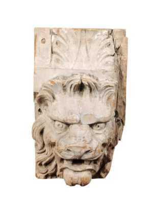 Carved Wood Lion's Head