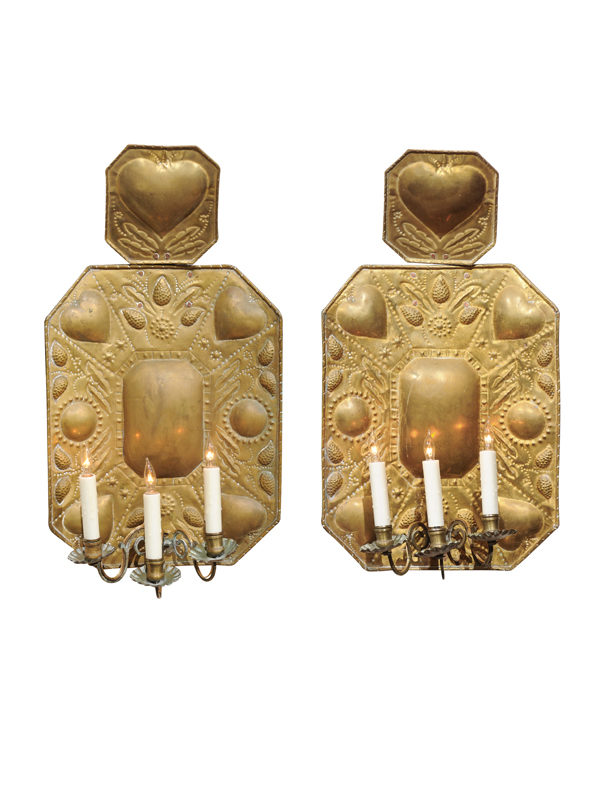 Pair 18th Century Dutch Brass Sconces