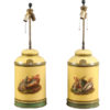 Pair Yellow Tole Tea Canister Lamps