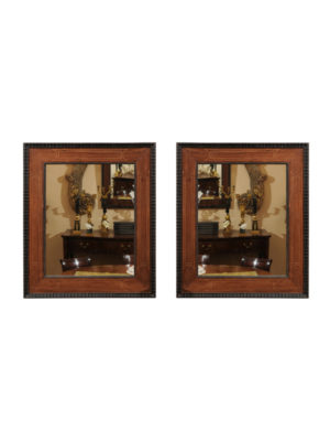 Pair Inlaid Wood Mirrors