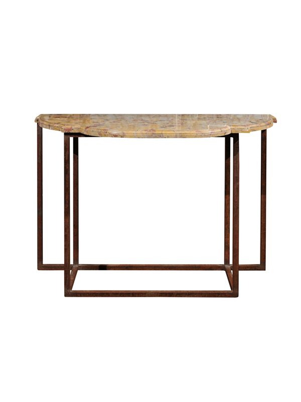 Iron Console with Breche d'Alep Marble Top