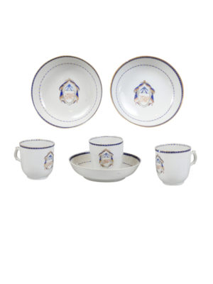 Set 3 Blue & White Tea Cups & Saucers