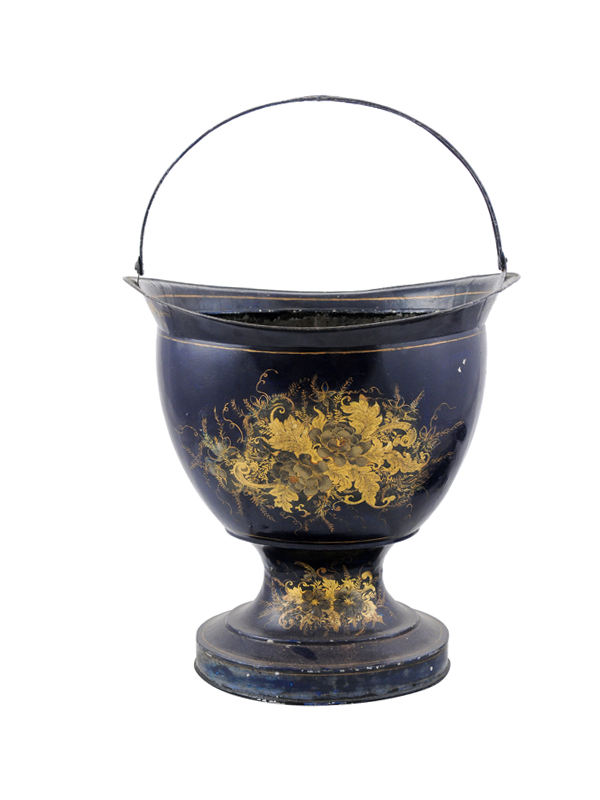 19th C. Blue Painted Tole Bucket