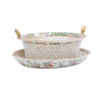 19th C. Chinese Export Rose Medallion Lattice Porcelain Basket