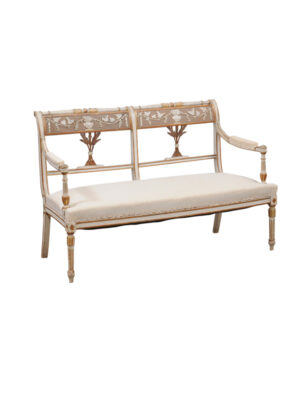 19th C. Swedish Neoclassical Painted Settee