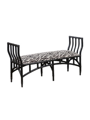 20th C. Black Painted Bamboo Style Bench