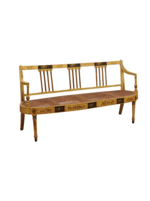 George III Painted Settee with Caned Seat