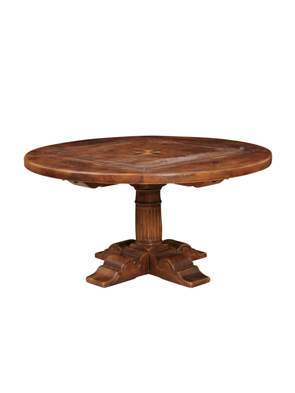 Inlaid Walnut Dining Table with Pedestal Base