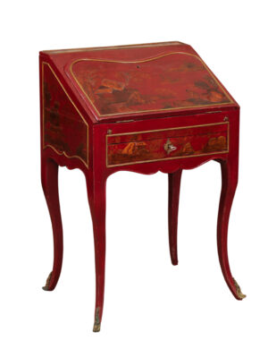 Louis XV Style Red Chinoiserie Slant Front Desk