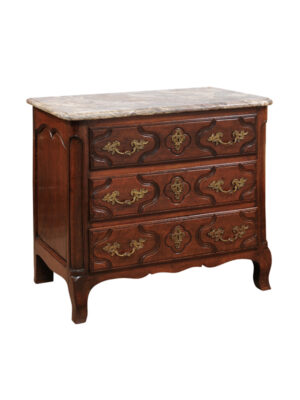 Louis XV Walnut Chest with Marble Top