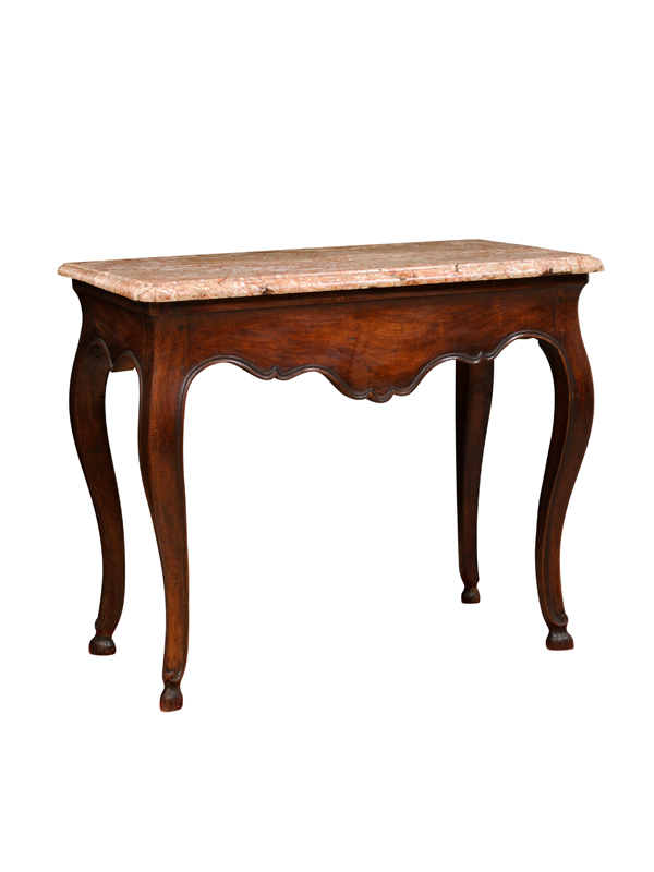 Louis XV Walnut Console with Marble Top