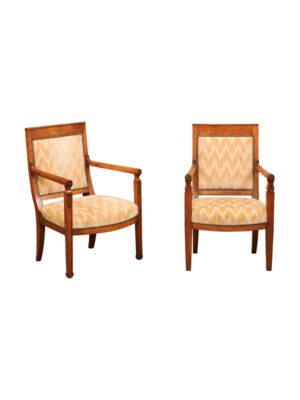 Matched Pair of Neoclassical Style Walnut Armchairs