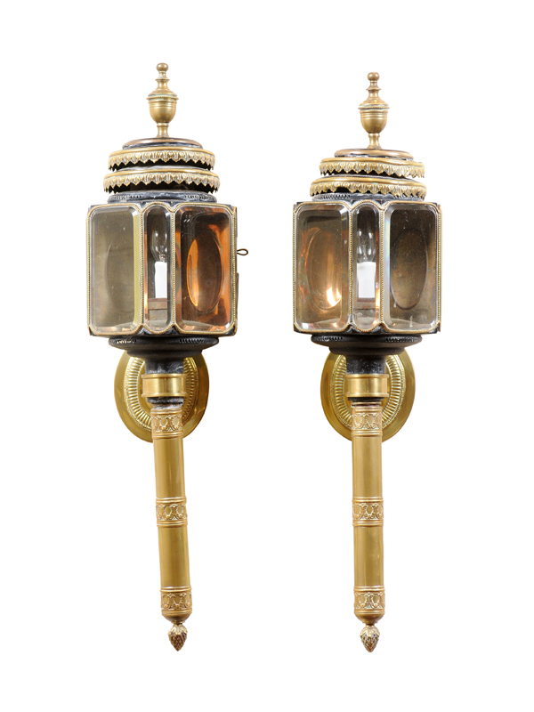 Pair 19th Century Brass Coach Lanterns