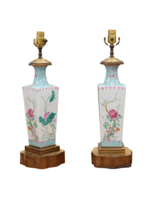 Pair Famille Rose Style Lamps
