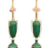 Pair Faux Malachite Painted Lamps with Gilt Metal Mounts