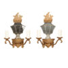 Pair French Gilt Metal Mirrored Sconces