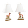 Pair Staffordshire Dog Lamps on Giltwood Bases