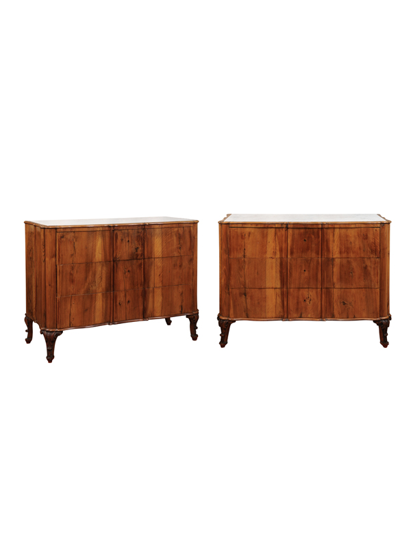 Pair of 19th Century Austrian Commodes with Inset Marble Tops