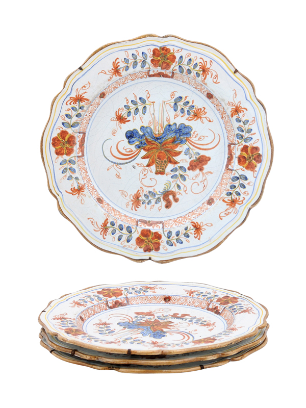 Set 4 19th Century Faience Plates
