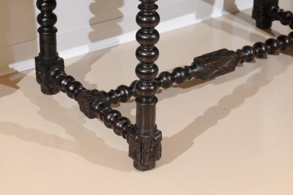 18th Century Spanish Walnut Library Table with 2 Carved Front Drawers, Bobbin Turned Legs and Stretcher - Image 19
