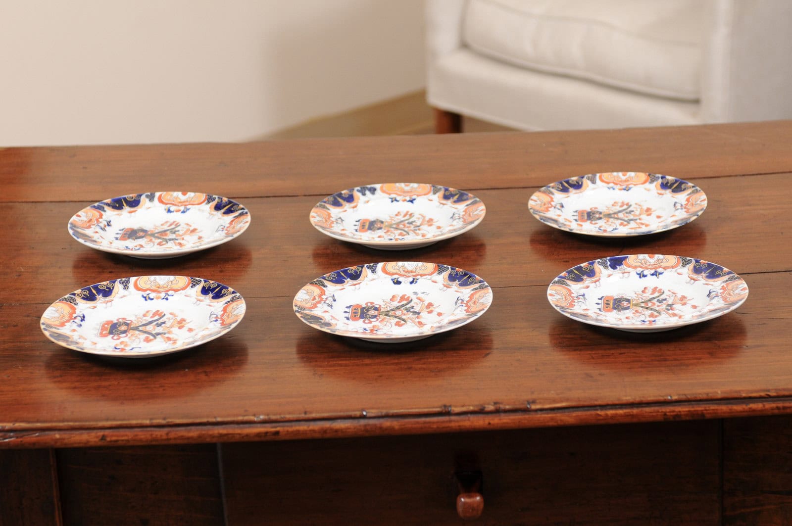 Set of 6 English Mason's Ironstone Dessert Plates, ca. 1850 - Image 11