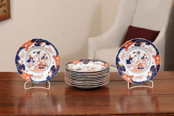 Set of 12 English Ironstone Dinner Plates, ca. 1880. PRICED INDIVIDUALLY. $185/plate - Image 2
