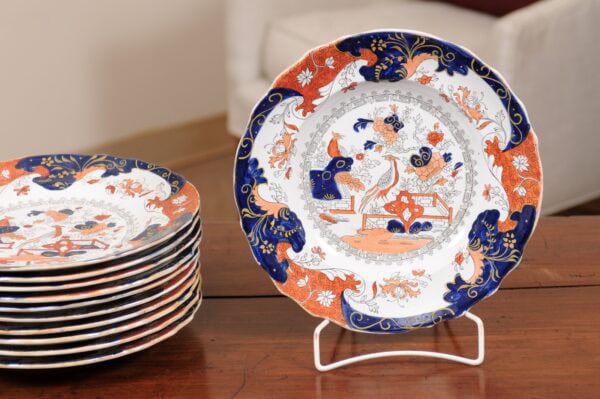Set of 12 English Ironstone Dinner Plates, ca. 1880. PRICED INDIVIDUALLY. $185/plate - Image 5