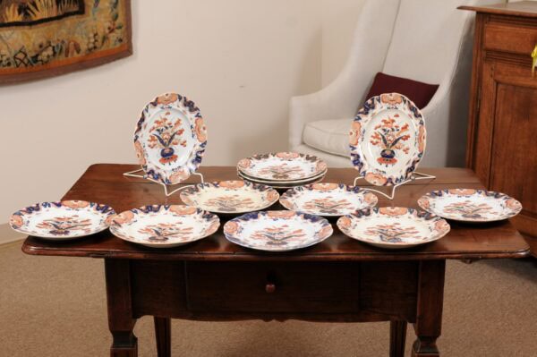Set of 12 Mason's Ironstone Dinner Plates in the Imari Palette, England ca. 1825. PRICED INDIVIDUALLY. $185/plate - Image 6