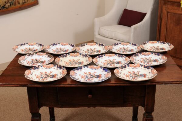 Set of 12 Mason's Ironstone Dinner Plates in the Imari Palette, England ca. 1825. PRICED INDIVIDUALLY. $185/plate - Image 9