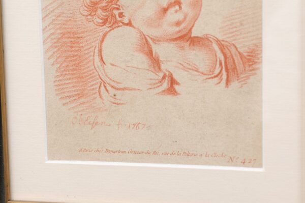 Set of Four Framed "Red Chalk" Lithographs from Anatomical Study Books - Image 7