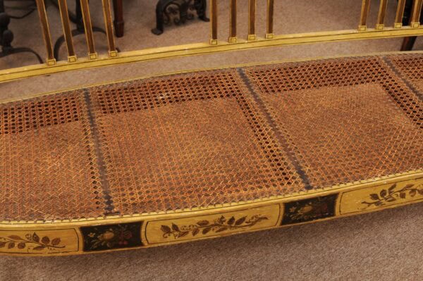 George III Ochre Painted Settee with Flower & Foliage Detail and Caned Seat, England ca. 1820 - Image 13