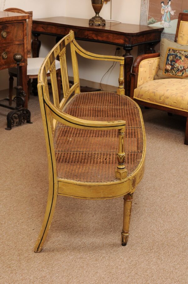 George III Ochre Painted Settee with Flower & Foliage Detail and Caned Seat, England ca. 1820 - Image 14