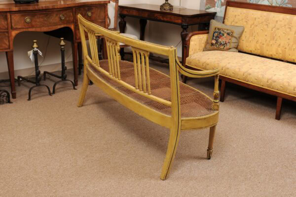 George III Ochre Painted Settee with Flower & Foliage Detail and Caned Seat, England ca. 1820 - Image 15