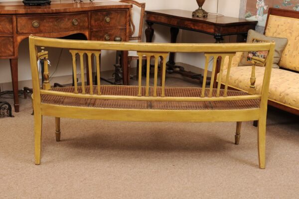 George III Ochre Painted Settee with Flower & Foliage Detail and Caned Seat, England ca. 1820 - Image 16