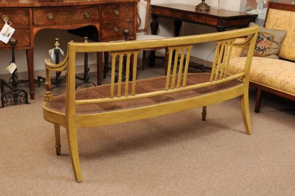 George III Ochre Painted Settee with Flower & Foliage Detail and Caned Seat, England ca. 1820 - Image 17