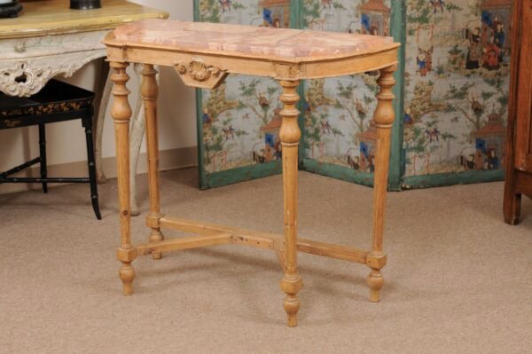 Late 19th Century French Pine Console Table with Fluted Legs & Inset Marble Top - Image 13