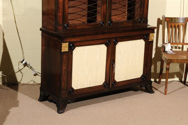 19th Century English Regency Style Rosewood Bookcase/Cabinet with Gilt Accents - Image 14