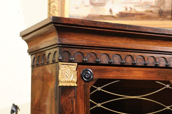 19th Century English Regency Style Rosewood Bookcase/Cabinet with Gilt Accents - Image 15