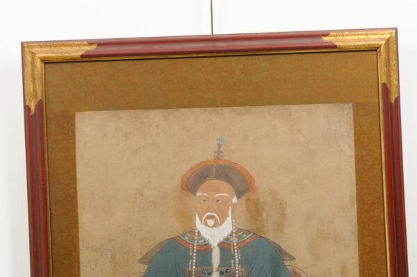 Pair of Chinese Portraits in Red Painted & Gilt Frames - Image 9