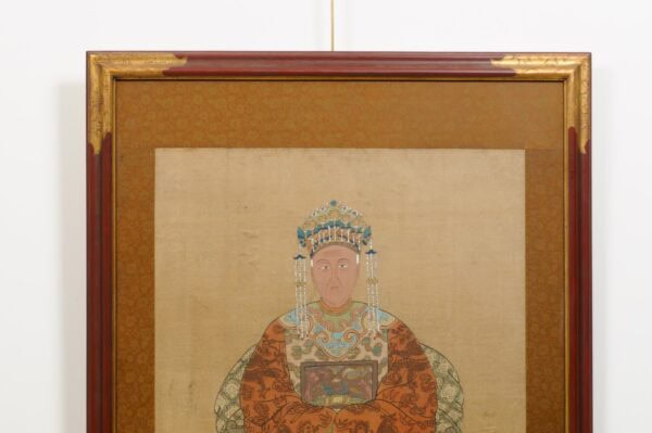 Pair of Chinese Portraits in Red Painted & Gilt Frames - Image 10