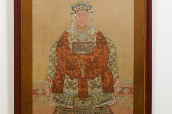 Pair of Chinese Portraits in Red Painted & Gilt Frames - Image 11