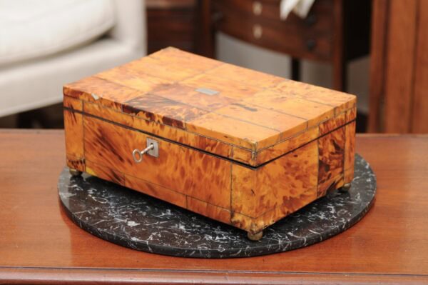 Large Blonde Tortoiseshell Sewing Box, England 19th Century - Image 15