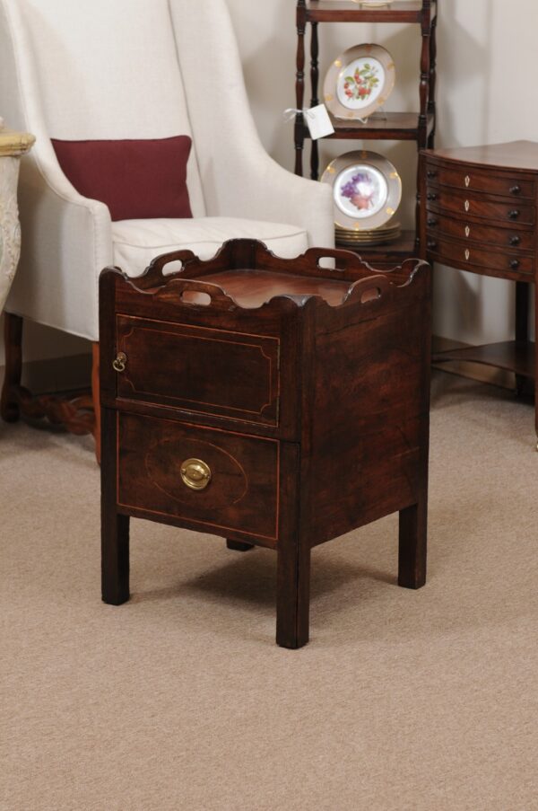 19th Century English Bedside Commode with Cabinet, Drawer, & Tray Top in Mahogany & Pine - Image 13