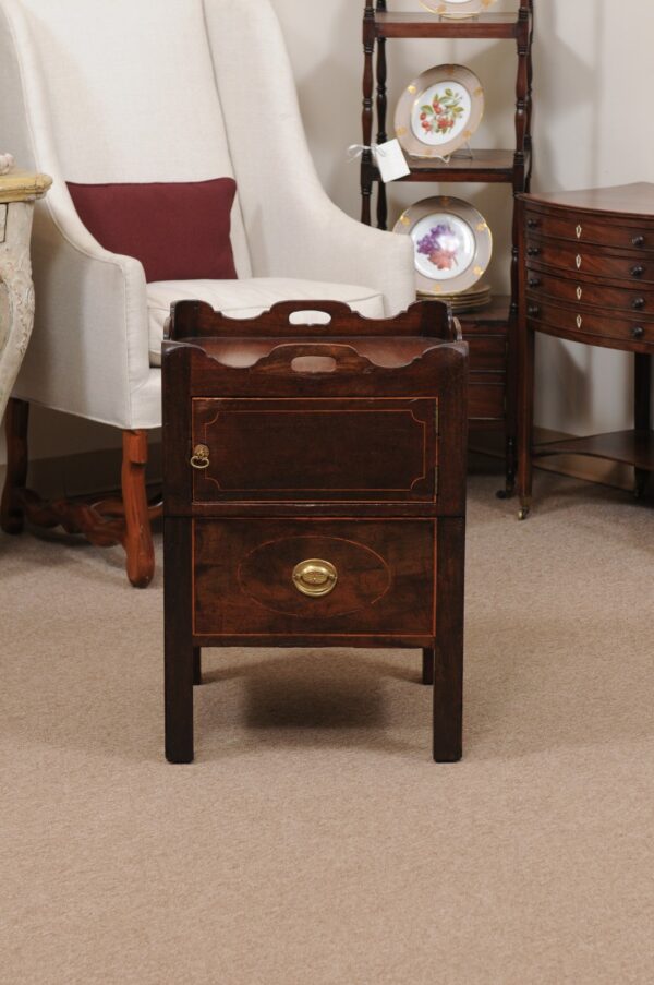 19th Century English Bedside Commode with Cabinet, Drawer, & Tray Top in Mahogany & Pine - Image 14
