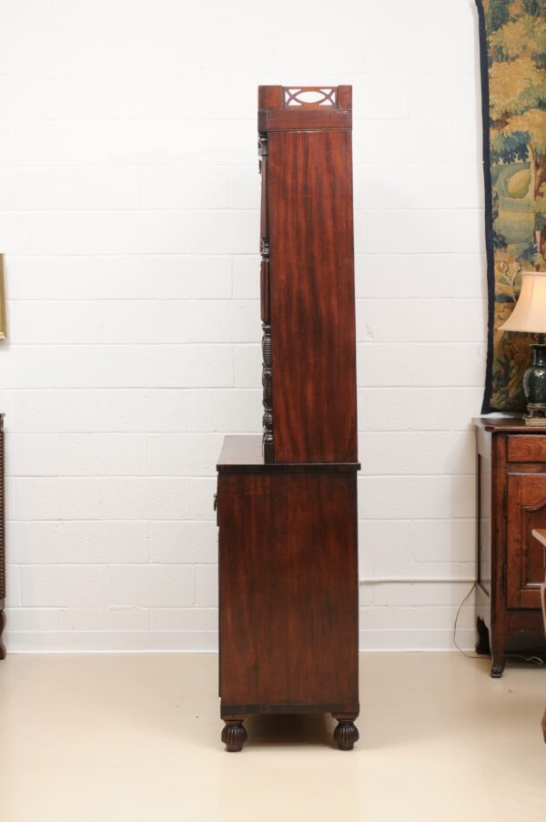 George IV Mahogany Secretary Bookcase with Brass Inlay and Ormolu Mounts, England ca. 1830 - Image 14