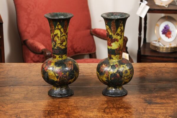 Pair of Italian Decoupage Wood Vases, 19th Century - Image 13