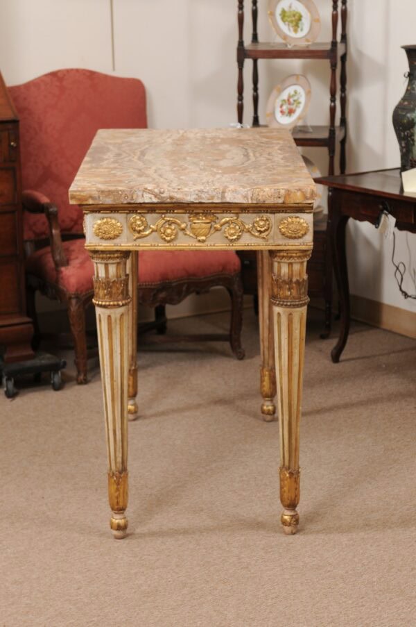 Late 18th Century Italian Painted and Parcel Gilt Neoclassical Console with Veneered Marble Top, ca. 1790 - Image 13