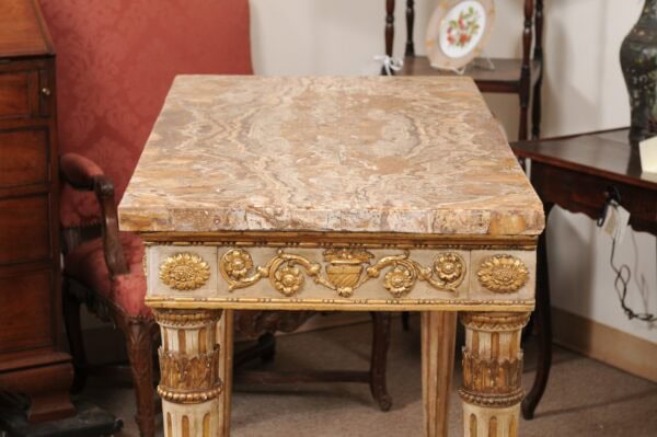 Late 18th Century Italian Painted and Parcel Gilt Neoclassical Console with Veneered Marble Top, ca. 1790 - Image 14